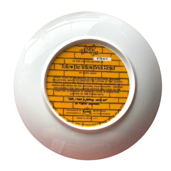 FOLLOW THE YELLOW BRICK ROAD 1991 Wizard Of Oz Limited Edition Plate #9734C - Picture 3 of 4